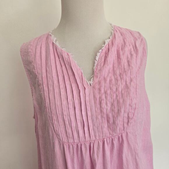 J. McLaughlin Maryann Linen Dress Pink A Line Relaxed Ruffle Women Medium - Picture 5 of 13
